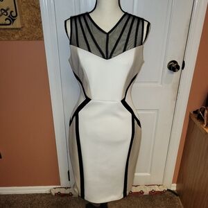Calvin Klein Black and Cream Geometric Dress